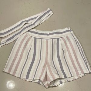 Express belted stripe dress shorts 0